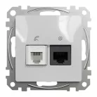 Schneider ÚJ SEDNA RJ11/RJ45 Cat6 UTP kombinált aljzat, alumínium
