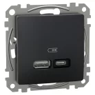 Schneider SEDNA Dupla USB töltő, A+C, 21W, antracit