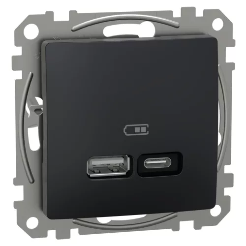 Schneider SEDNA Dupla USB töltő, A+C, 21W, antracit