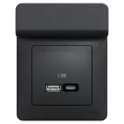 Schneider SEDNA Dupla USB töltő, A+C, 21W, antracit