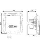 Schneider SEDNA Dupla USB töltő, A+C, 21W, antracit