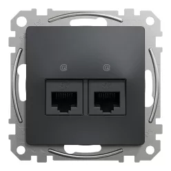 Schneider ÚJ SEDNA 2xRJ45 Cat5e UTP aljzat, antracit