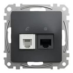   Schneider ÚJ SEDNA RJ11/RJ45 Cat6 UTP kombinált aljzat, antracit