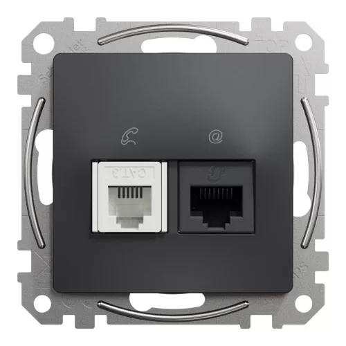 Schneider ÚJ SEDNA RJ11/RJ45 Cat6 UTP kombinált aljzat, antracit