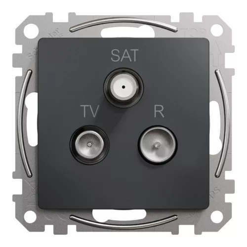 Schneider ÚJ SEDNA TV/R/SAT aljzat, átmenő, 7 dB, antracit