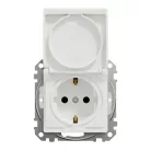 Schneider ÚJ SEDNA 2P+F konnektor dugalj csatlakozóaljzat biztonsági zsaluval, csapófedeles, rugós bekötés, IP44, fehér