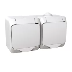   Schneider - CEDAR PLUS 2x2P+F csatlakozóaljzat, biztonsági zsaluval, csapófedéllel, IP44, fehér (WDE000523)