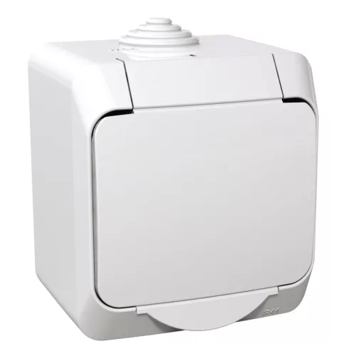 Schneider - CEDAR PLUS 2P+F csatlakozóaljzat, biztonsági zsaluval, csapófedéllel, IP44, fehér (WDE000541)