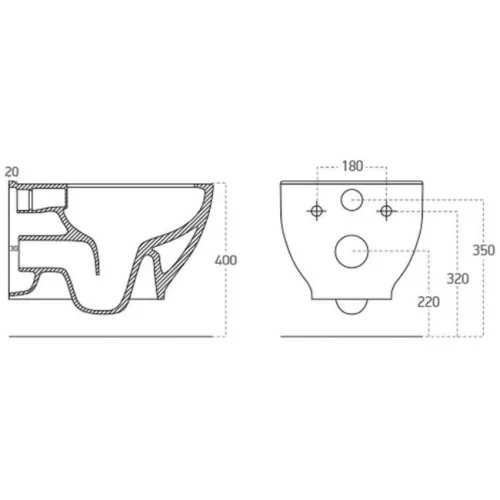 Sapho BRILLA RIMLESS fali WC beépített bidézuhannyal 100612