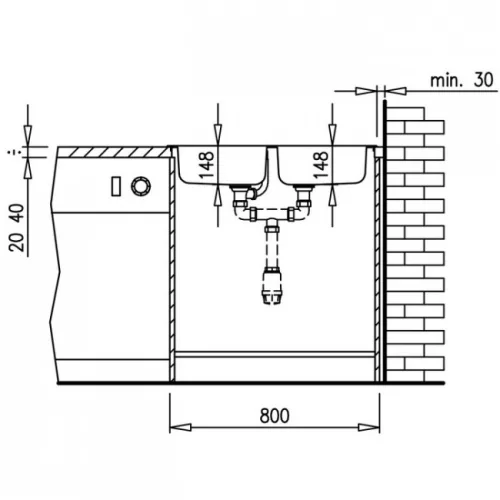 Teka E modell rozsdamentes mosogató 2B 800x440 mm T-10103041
