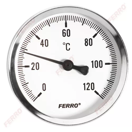 Ferro hőmérő hátsós csatlakozású 0-120°c, o100 mm, 1/2" (T100120A)