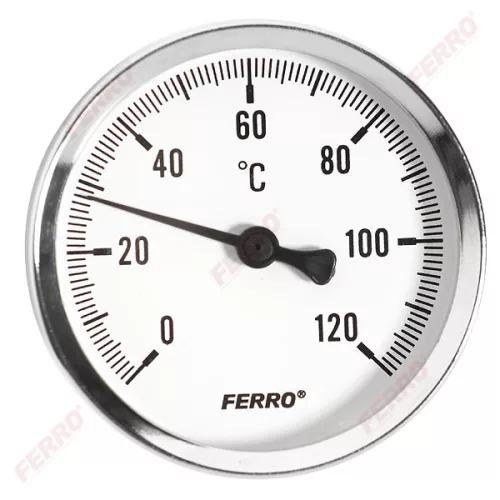 Ferro hőmérő hátsós csatlakozású 0-120°c, o63 mm, 1/2" (T63120A)