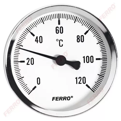 Ferro hőmérő hátsós csatlakozású 0-120°c, o80 mm, 1/2" (T80120A)