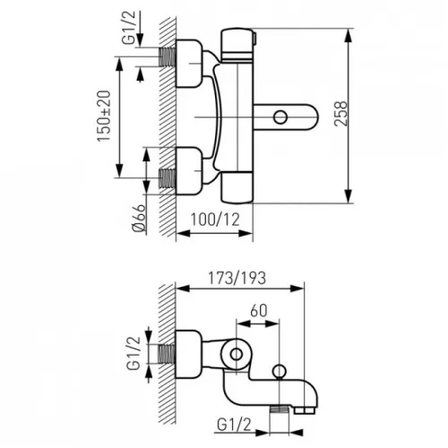 Ferro termosztátos kád csaptelep zuhanyváltóval króm TA1