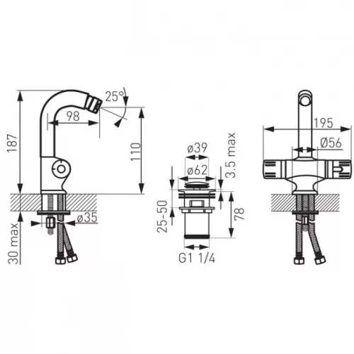Ferro automata termosztátos bidé csaptelep króm TA6