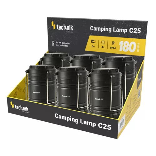 Technik Kemping Lámpa C25 (3xAA/nem tartozék) COB IP44 (180 lumen) 6db/display