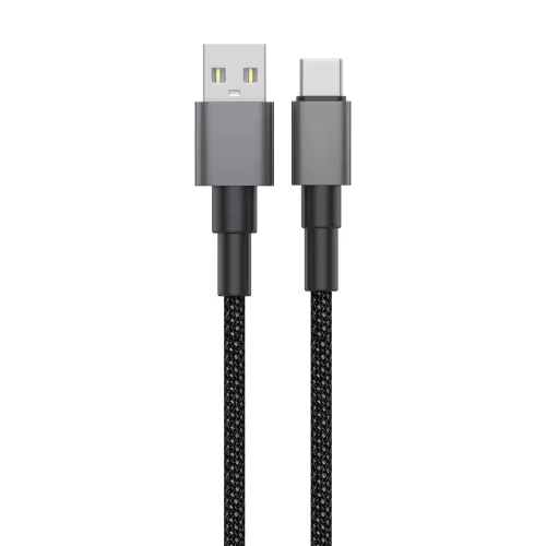 Technik Töltő-és Adatkábel Braided USB-A / USB-C 5V 3A 1m Fekete