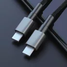 Technik Töltő-és Adatkábel Braided USB-C / USB-C 60W 20V 3A 1m Fekete