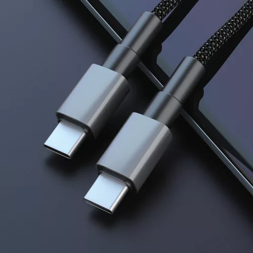 Technik Töltő-és Adatkábel Braided USB-C / USB-C 60W 20V 3A 1m Fekete