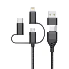 Technik Töltő-és Adatkábel Braided (5in1) USB-A/C to all 5V 3A 1,2m Fekete