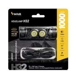   Technik Fejlámpa H32 (akkumulátoros) OSRAM P9 + USB-C (1000 lumen)