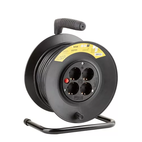 Technik Professional Kábeldob 4-er 25m 1,5mm2 (fekete) 16A