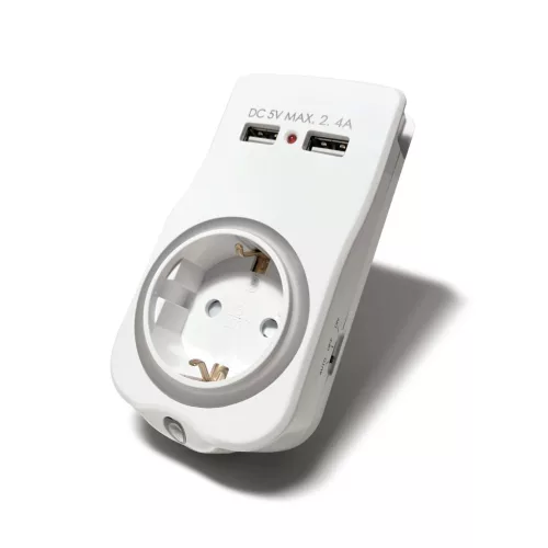 Technik Professional Elosztó Fali 1 utas Éjszakai Fénnyel + 2db USB