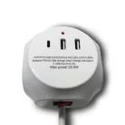 Technik Professional Elosztó Kocka 3 utas 1,5m kábel (1,5mm2) + USB C/A 16A