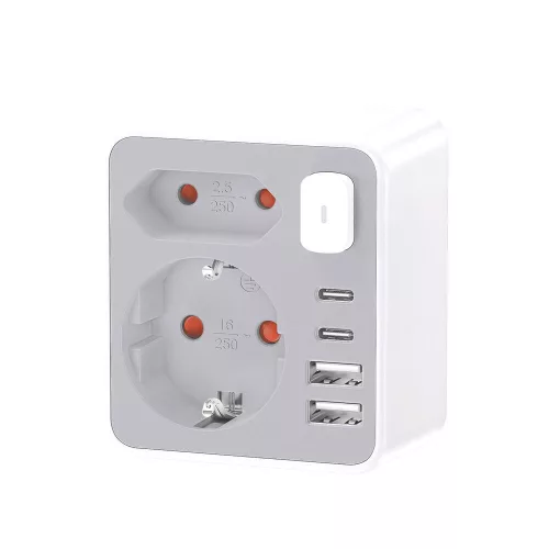 Technik Professional WG Elosztó Fali 2 utas + 2 x USB-C + 2 x USB-A + kapcsoló