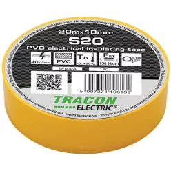 TRACON - Szigetelőszalag 18mm x 20m sárga S20 (S20)