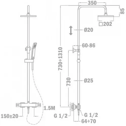 TEKA STROHM  Soller termosztátos zuhanyrendszer komlett TS-852380200 