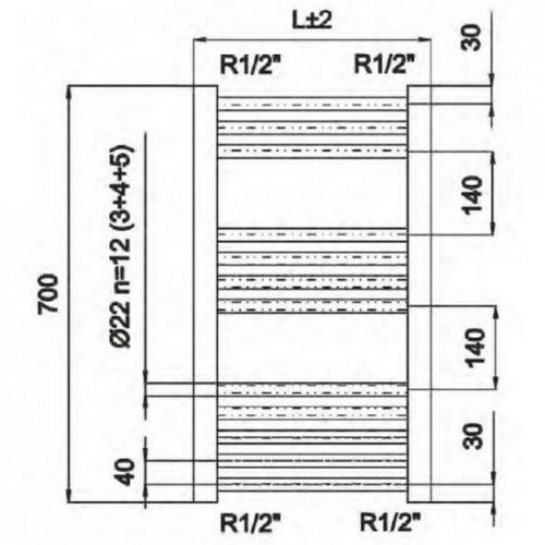 Technik Therm Angora 60x110 egyenes törölközőszárító radiátor króm TTCSKEA-600-1100