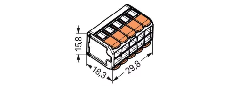 WAGO - Vezeték összekötő 10x0.2-4mm2 minden vezetéktípushoz, karos, áttetsző (221-420)