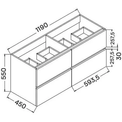 Wellis elois 4 fiókos mosdószekrény 120 cm szürke WB00273