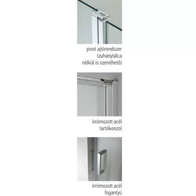 Wellis Quadrum 90 szögletes zuhanykabin alumínium profil átlátszó üveg WC00332