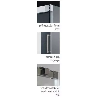 Wellis Fabio 120x90 szögletes zuhanykabin alumínium profil átlátszó üveg WC00401 rajza