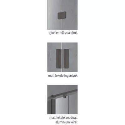 Wellis Murano 90 szögletes zuhanykabin fekete profil átlátszó üveg WC00420