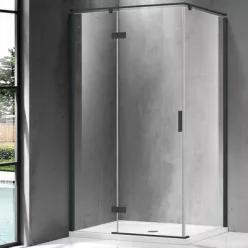 Wellis Palmaria 120x90 téglalap zuhanykabin fekete profil átlátszó üveg balos WC00421 rajza