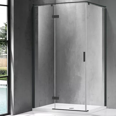 Wellis Palmaria 120x90 téglalap zuhanykabin fekete profil átlátszó üveg balos WC00421 rajza