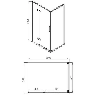 Wellis Palmaria 120x90 téglalap zuhanykabin fekete profil átlátszó üveg balos WC00421