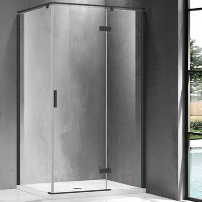 Wellis Palmaria 120x90 téglalap zuhanykabin fekete profil átlátszó üveg jobbos WC00427 rajza