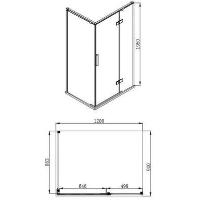 Wellis Palmaria 120x90 téglalap zuhanykabin fekete profil átlátszó üveg jobbos WC00427