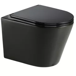 Wellis Clement Black öblítőperem nélküli fali WC fekete WF00070 rajza