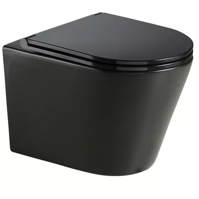 Wellis Clement Black öblítőperem nélküli fali WC fekete WF00070 rajza