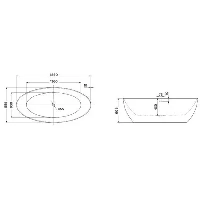 Wellis Oval 186 szabadon álló akril kád WK00133