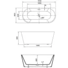 Wellis Calabria Black szabadon álló akril kád WK00138