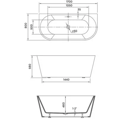 Wellis Calabria Black szabadon álló akril kád WK00138