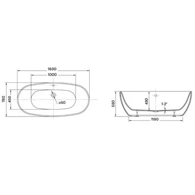 Wellis Oval 160 szabadon álló akril kád WK00142