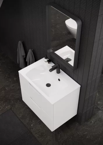 Ravak Strip 90x70 fürdőszobai tükör világítással, fekete