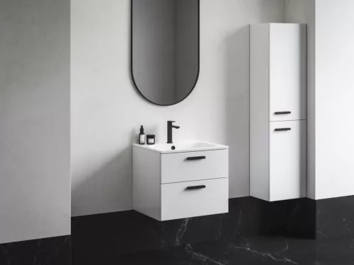 Ravak Chrome II SB 39 magasszekrény jobb, fehér, fekete fogantyúval 152 mm